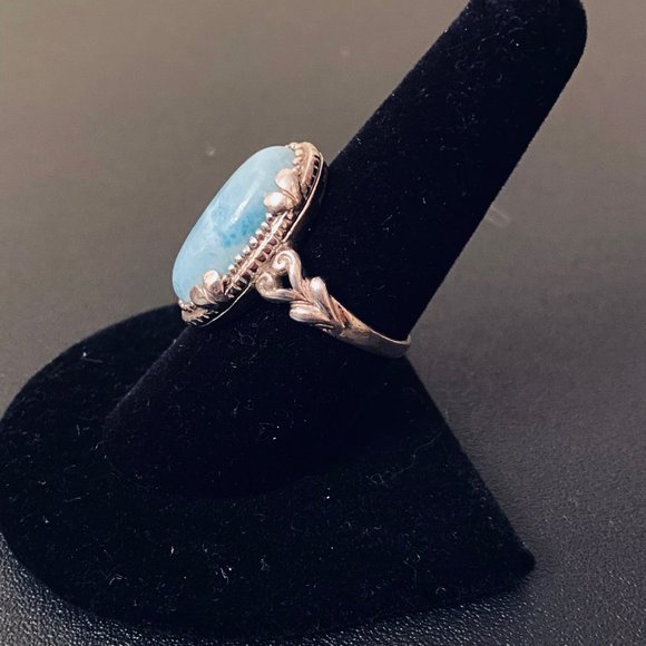 Larimar and Sterling Silver Ring, Size 8.75 - Picture 5 of 9
